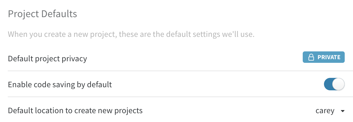 계정 설정이 어떻게 생겼는지 보여줍니다. 기본적으로 코드를 저장할 수 있습니다.